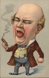 Caricature of Man in Suit Smoking Cigar Tobacco Postcard Postcard