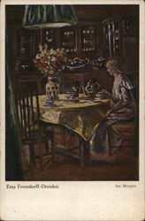 Woman Seated at Breakfast Table Postcard