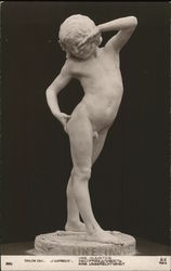 Sculpture of Nude Young Boy Sculpture & Carving Postcard Postcard