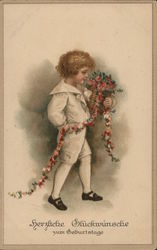 Child Carrying Flowers Postcard