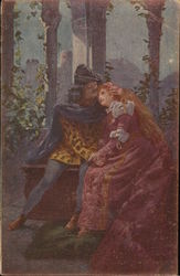 Man and Woman with Long Red Hair Holding Hands Postcard