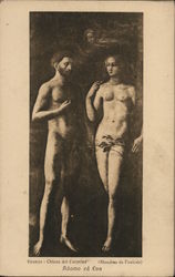 Nude Adam & Eve with Entity Above Them Postcard