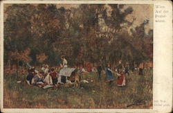 Gathering of People in a Field Near Trees Postcard