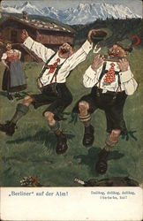 Germans Dancing Comic, Funny Postcard Postcard