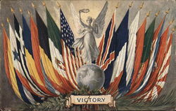 Victory - Allied Flags 1918 World War I Postcard Postcard