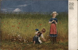 Unter Ahren - Girls Picking Wildflowers Postcard