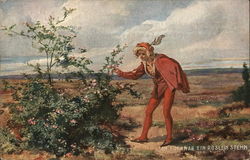 Man Picking Flowers Postcard