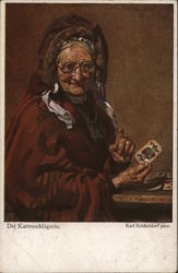 Fortune Teller Holding Card with Index Finger Raised Postcard