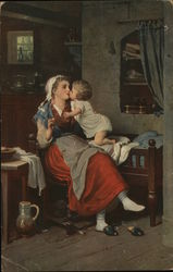 Child Kissing Mother Postcard