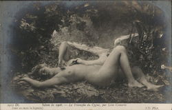 Jupiter as a White Swan with Leda, lying naked on the ground. Women Postcard Postcard