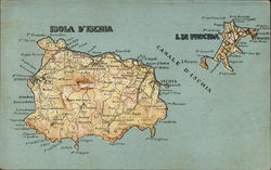 Map of isola d'ischia and i. di procida Italy Postcard Postcard