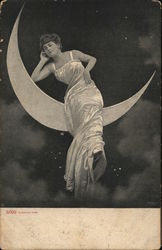 Lady On The Moon Moons Postcard Postcard