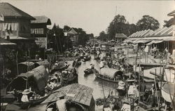 Asian Sampans on Waterway Southeast Asia Postcard Postcard Postcard