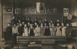 School children Lined up in Front of Blackboard Postcard