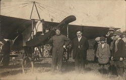 Early Aviators with Bleriot Airplane Postcard