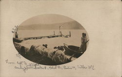 Women Digging in shore of lake Postcard