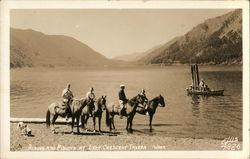 Riding and Fishing at Singer's Lake Crescent Tavern Postcard