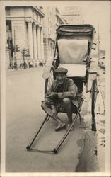 A Man and Poses With His Rickshaw China Postcard Postcard Postcard