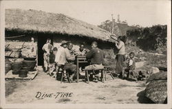 Dine-Time Outside Thatched Cottage China Postcard Postcard Postcard