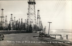 Partial View of Oilfield Huntington Beach, CA Postcard Postcard Postcard