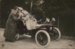 Man Kissing Woman in Car Postcard