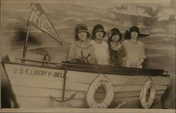 Women Posing in Fake Ship - Coney Island Brooklyn, NY Postcard Postcard Postcard