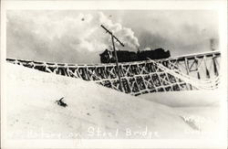 Rotary Snow Plow on Steel Bridge Railroad (Scenic) Postcard Postcard Postcard