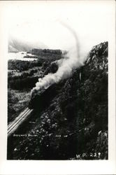 Train with Steam on Track in Mountainous Area, Aerial View Postcard