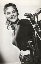 Heidi Bruhl with Golf Clubs Postcard