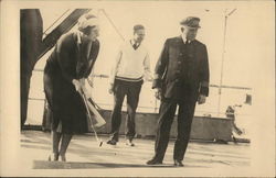 Golf Putting on Ship Deck with Captain Postcard