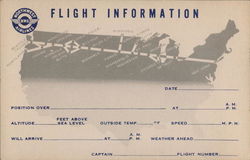 Northwest Airlines Flight Information Card Postcard