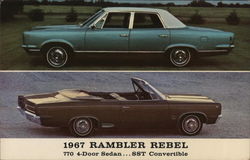 1967 Rambler Rebel 770 4 Door Sedan . . . SST Convetible Postcard