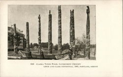 Alaska Totem Poles, Government Exhibit Lewis and Clark Centennial, 1905 Portland, OR Postcard Postcard Postcard