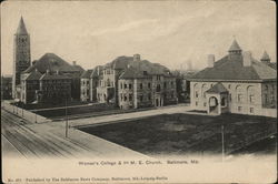 Woman's College and 1st M.E. Church Postcard