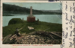 Indian Burying Ground on a Columbia River Island, Oregon Native Americana Postcard Postcard Postcard