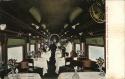 Interior, Lakawanna Railroad Dining Car Trains, Railroad Postcard Postcard Postcard