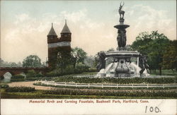 Memorial Arch and Corning Fountain, Bushnell Park Hartford, CT Postcard Postcard Postcard