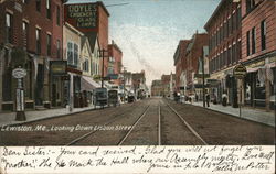 Looking Down Lisbon Street Lewiston, ME Postcard Postcard Postcard