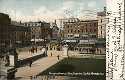 Harrington Corner and Main Street from City Hall Postcard