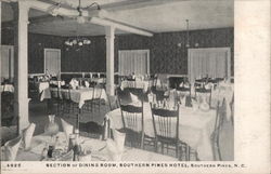 Southern Pines Hotel Dining Room Postcard