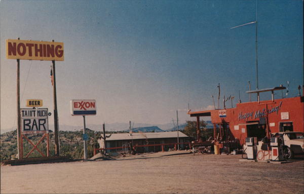 Gas Station and Bar Nothing, AZ Postcard