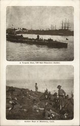 A Torpedo Boat and Soldier Boys Postcard