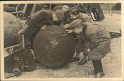 Children Inspecting a Bomb or Depth Charge Postcard