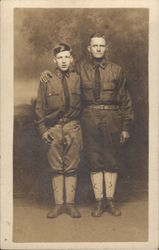 Father and Son in Uniform - Scouts or Military Postcard