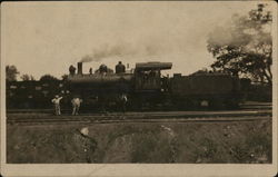 Train Engine on Tracks Postcard