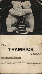 Advertisement for Tramrick Whiskey with Teddy Bears Advertising Postcard Postcard