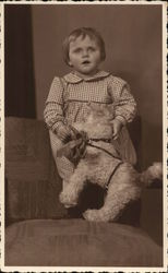 Child with Stuffed Toy Dog Children Postcard Postcard