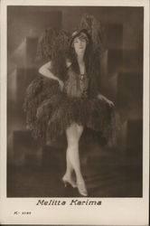 Woman Posing, Wearing Frilly Outfit and Hat Women Postcard Postcard