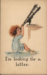 Child Looking Through Telescope - I'm Looking for a Letter Astronomy Postcard Postcard