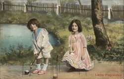 Children Playing Croquet - Little Playmates Postcard Postcard